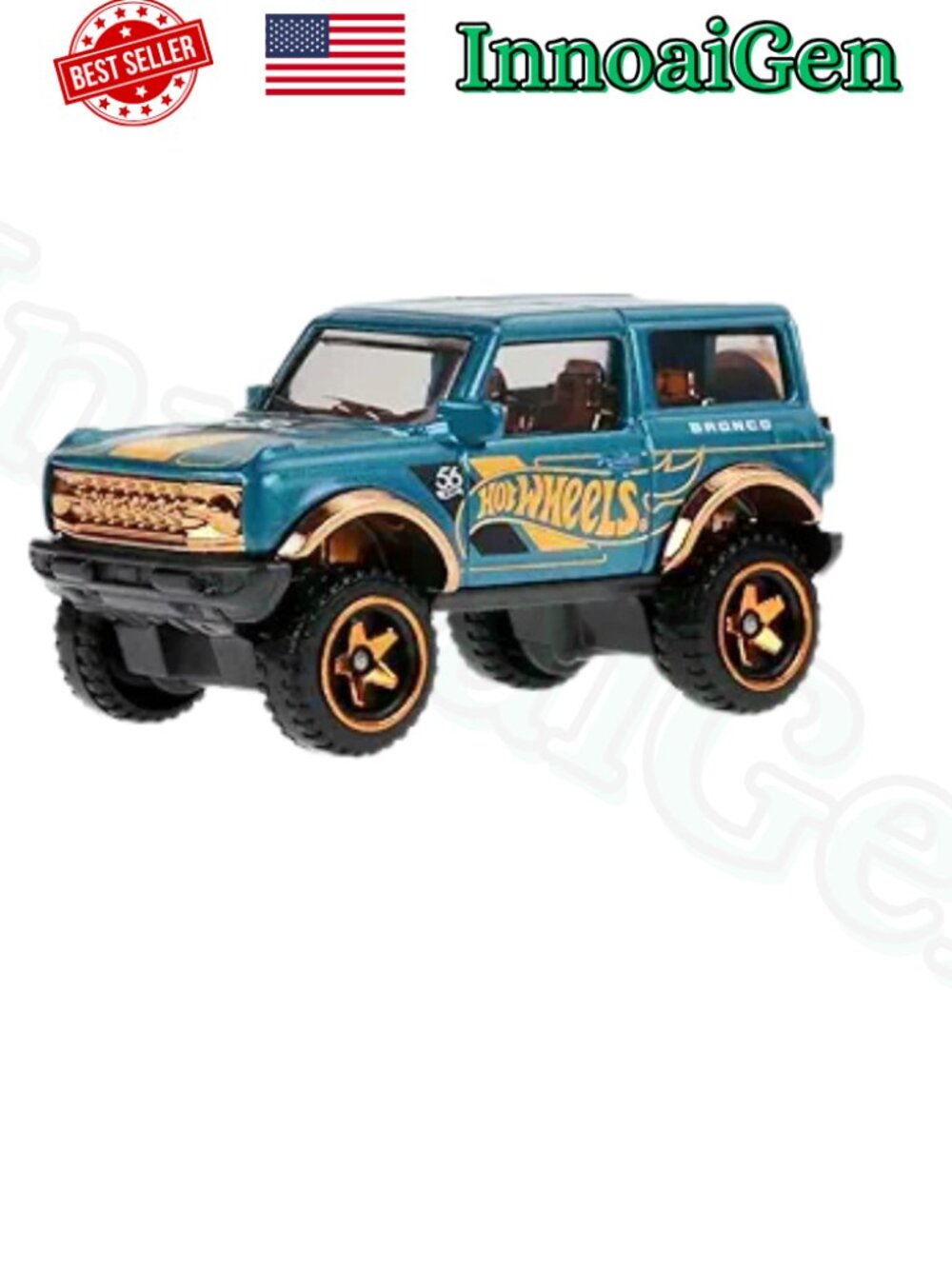 Hot Wheels 56th Anniversary '21 Ford Bronco Teal Gold 1:64 Diecast Car NIB 3/6